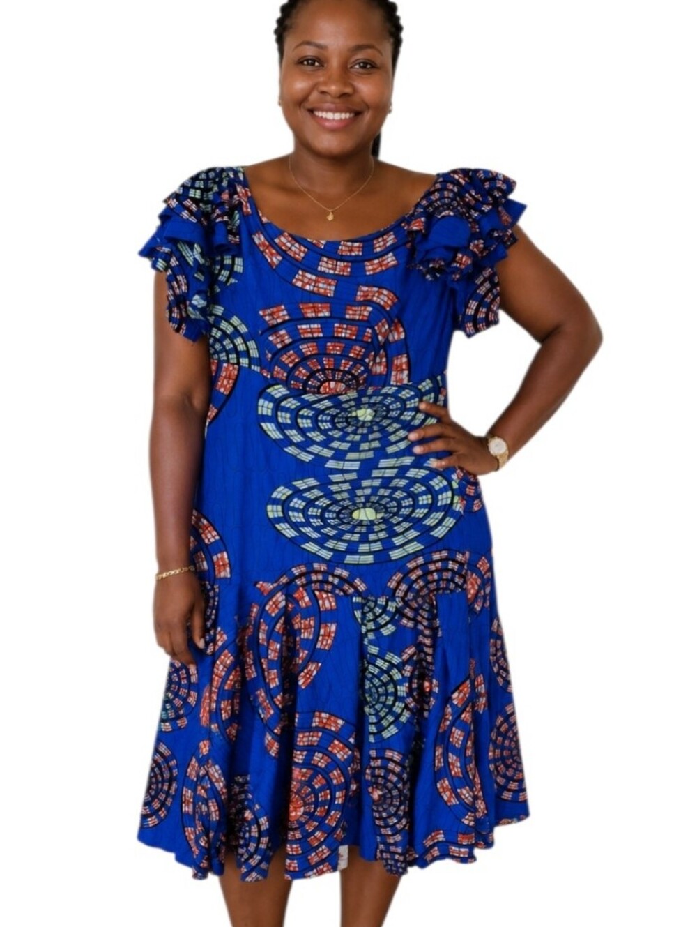 Afrilisco Colorful African midi dress - L.        U27